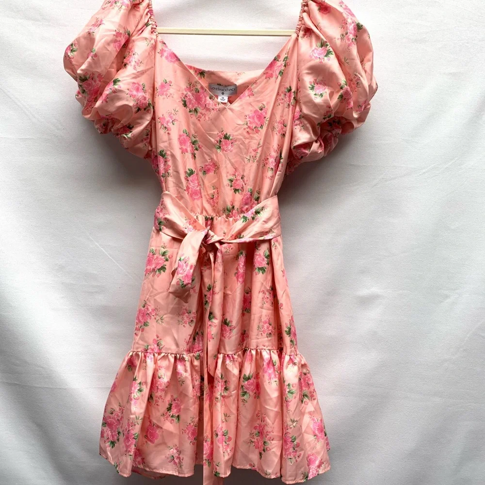 LoveShackFancy for Target Cecile Puff Sleeve Pink Floral Dress Sz. 14 - Picture 8 of 9